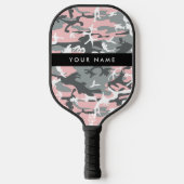 Roze en Grijze Camouflage Jouw naam Personaliseren Pickleball Paddle (Voorkant)