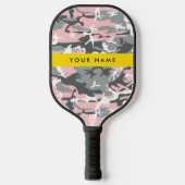 Roze en Grijze Camouflage Jouw naam Personaliseren Pickleball Paddle (Voorkant)