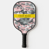 Roze en Grijze Camouflage Jouw naam Personaliseren Pickleball Paddle (Achterkant)