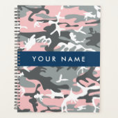 Roze en Grijze Camouflage Jouw naam Personaliseren Planner (Voorkant)