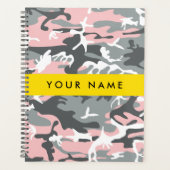Roze en Grijze Camouflage Jouw naam Personaliseren Planner (Voorkant)