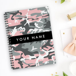 Roze en Grijze Camouflage Jouw naam Personaliseren Planner