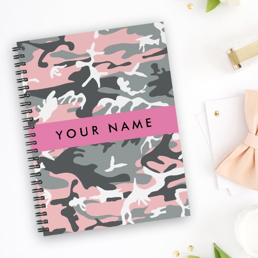 Roze en Grijze Camouflage Jouw naam Personaliseren Planner
