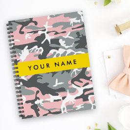 Roze en Grijze Camouflage Jouw naam Personaliseren Planner