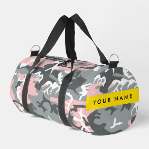 Roze en Grijze Camouflage Jouw naam Personaliseren Plunjezak