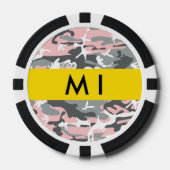 Roze en Grijze Camouflage Jouw naam Personaliseren Poker Chips (Voorkant)