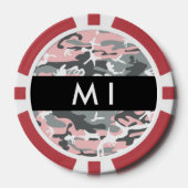 Roze en Grijze Camouflage Jouw naam Personaliseren Poker Chips (Voorkant)