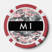 Roze en Grijze Camouflage Jouw naam Personaliseren Poker Chips (Achterkant)