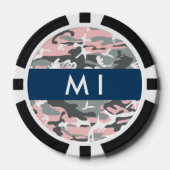 Roze en Grijze Camouflage Jouw naam Personaliseren Poker Chips (Voorkant)