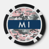 Roze en Grijze Camouflage Jouw naam Personaliseren Poker Chips (Achterkant)