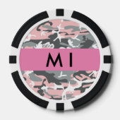 Roze en Grijze Camouflage Jouw naam Personaliseren Poker Chips (Voorkant)