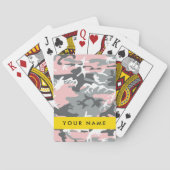 Roze en Grijze Camouflage Jouw naam Personaliseren Pokerkaarten (Achterkant)