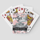Roze en Grijze Camouflage Jouw naam Personaliseren Pokerkaarten (Achterkant)