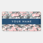 Roze en Grijze Camouflage Jouw naam Personaliseren Spandoek (Horizontaal)