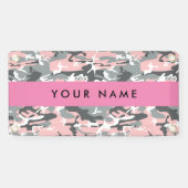 Roze en Grijze Camouflage Jouw naam Personaliseren Spandoek (Horizontaal)