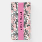 Roze en Grijze Camouflage Jouw naam Personaliseren Spandoek (Verticaal)