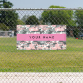 Roze en Grijze Camouflage Jouw naam Personaliseren Spandoek (Insitu)