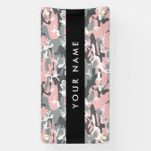 Roze en Grijze Camouflage Jouw naam Personaliseren Spandoek (Verticaal)