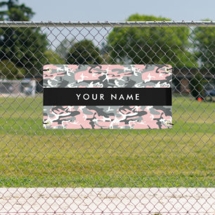 Roze en Grijze Camouflage Jouw naam Personaliseren Spandoek