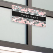 Roze en Grijze Camouflage Jouw naam Personaliseren Spandoek (Buitenkant Gebouw)