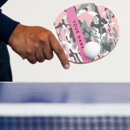 Roze en Grijze Camouflage Jouw naam Personaliseren Tafeltennisbatje