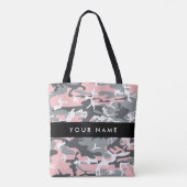 Roze en Grijze Camouflage Jouw naam Personaliseren Tote Bag (Achterkant)