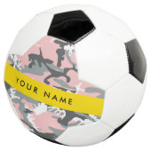Roze en Grijze Camouflage Jouw naam Personaliseren Voetbal (Drie kwart)