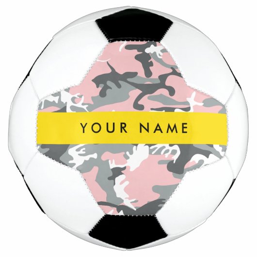 Roze en Grijze Camouflage Jouw naam Personaliseren Voetbal (Voorkant)
