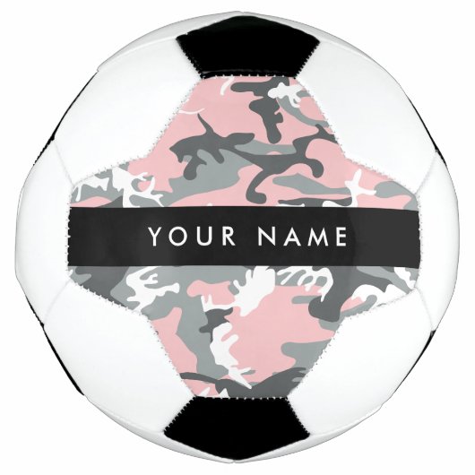 Roze en Grijze Camouflage Jouw naam Personaliseren Voetbal (Voorkant)