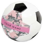Roze en Grijze Camouflage Jouw naam Personaliseren Voetbal (Drie kwart)