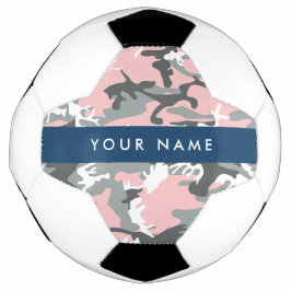 Roze en Grijze Camouflage Jouw naam Personaliseren Voetbal
