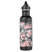 Roze en Grijze Camouflage Jouw naam Personaliseren Waterfles (Links)