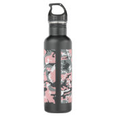 Roze en Grijze Camouflage Jouw naam Personaliseren Waterfles (Achterkant)