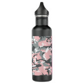 Roze en Grijze Camouflage Jouw naam Personaliseren Waterfles (Links)