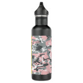 Roze en Grijze Camouflage Jouw naam Personaliseren Waterfles (Rechts)