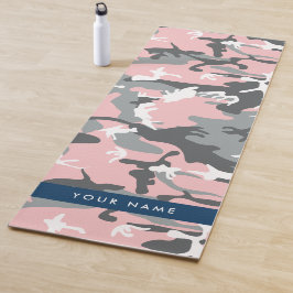Roze en Grijze Camouflage Jouw naam Personaliseren Yogamat