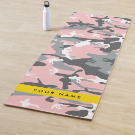 Roze en Grijze Camouflage Jouw naam Personaliseren Yogamat
