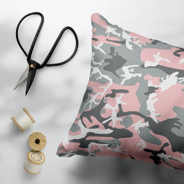 Roze en grijze camouflage, Militair, Leger Accent Kussen