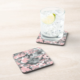 Roze en grijze camouflage, Militair, Leger Bier Onderzetter