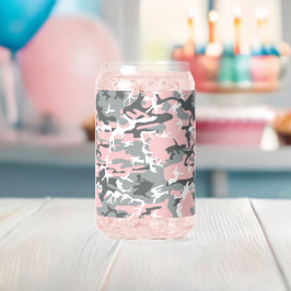 Roze en grijze camouflage, militair, leger blikvorm glas