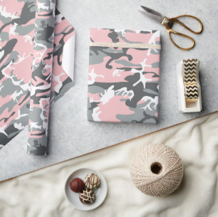 Roze en grijze camouflage, Militair, Leger Cadeaupapier
