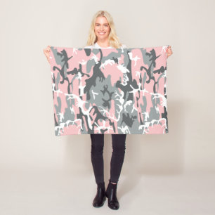 Roze en grijze camouflage, Militair, Leger Fleece Deken