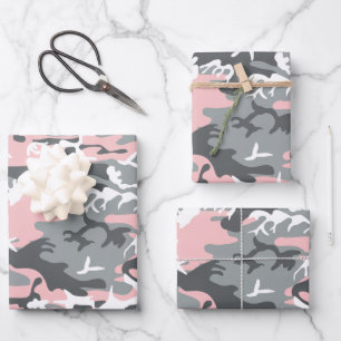 Roze en grijze camouflage, Militair, Leger Inpakpapier Vel