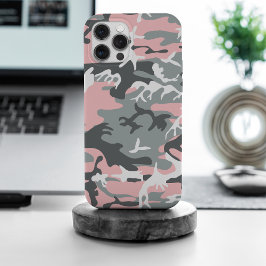 Roze en grijze camouflage, Militair, Leger iPhone 15 Pro Max Case
