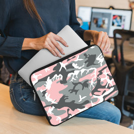 Roze en grijze camouflage, Militair, Leger Laptop Sleeve