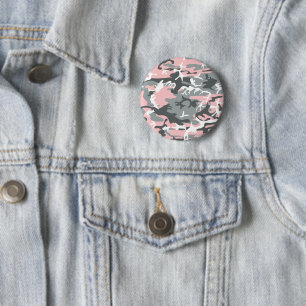 Roze en grijze camouflage, Militair, Leger Ronde Button 5,7 Cm