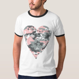 Roze en grijze camouflage, militair, leger t-shirt