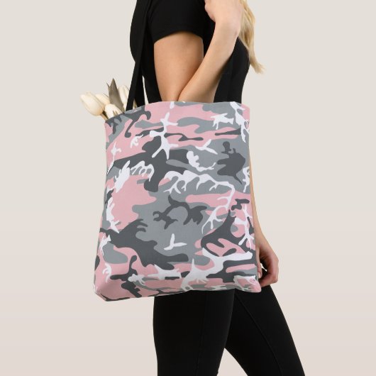 Roze en grijze camouflage, Militair, Leger Tote Bag (Dichtbij)