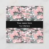 Roze en grijze camouflage, Militair, Leger Vierkante Visitekaartje (Achterkant)