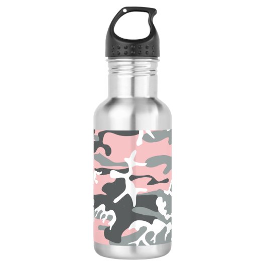 Roze en grijze camouflage, militair, leger waterfles (Voorkant)